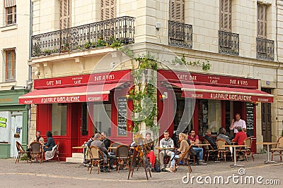 Typical Cafe bar. Chinon. France Editorial Stock Photo