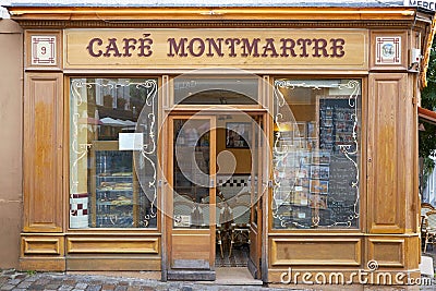 Typical Cafe in Montmartre, Paris Editorial Stock Photo