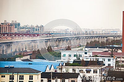 Typical cityscape skyline of chinese small city Editorial Stock Photo