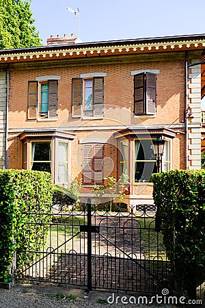 Typical colorful bourgeois houses in Vichy France Stock Photo