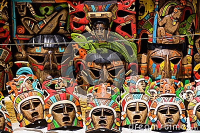 Typical Colorful Mexican masks decorations Editorial Stock Photo