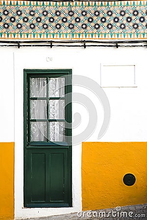Typical colorful Portuguese facade with tiles Stock Photo