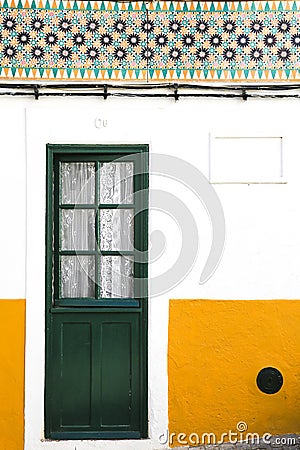 Typical colorful Portuguese facade with tiles Stock Photo