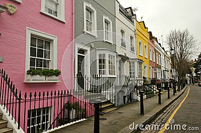 Typical colourful houses in Chelsea district London, England Editorial Stock Photo