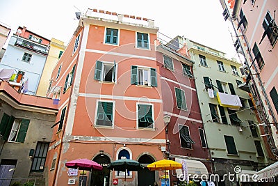 Typical colourful Italian architecture from Vernazza Editorial Stock Photo