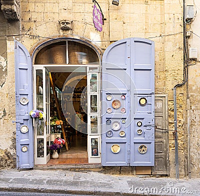 Typical craft shop in Valletta, Malta Editorial Stock Photo