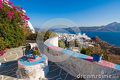 Typical Cycladic architecture, Plaka village, Milos island, Cyclades, Greece Stock Photo