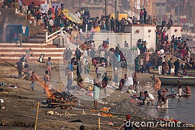 Typical day on the banks of the river Ganges Editorial Stock Photo