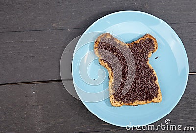 Typical Dutch bread with chocolate hagelslag Stock Photo