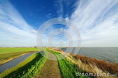 Typical Dutch country landscape in Marken Stock Photo