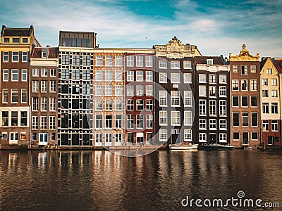 Reflection of Amsterdam houses Stock Photo