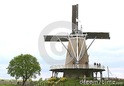 Typical Dutch polder landscape with windmill, an alternative energy source, Soest, Netherlands Editorial Stock Photo