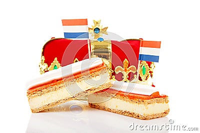 Typical Dutch tompouce sweet with crown Stock Photo