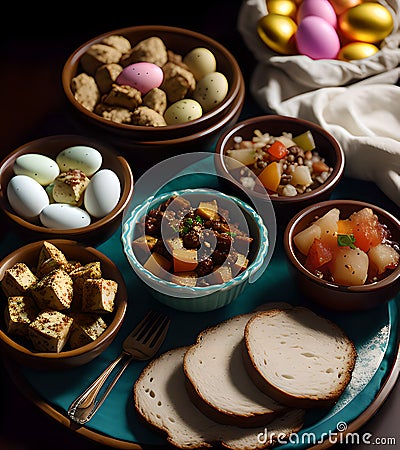 Typical Easter food dishes Stock Photo