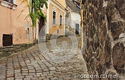 Typical European Alley in Szentendre Hungary Stock Photo