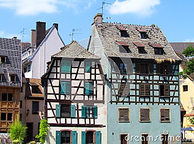 Typical fachwerk houses at Strasbourg, Alsace, France Stock Photo