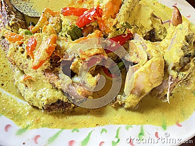 Typical food soto ayam ayam kuning spice, soto ayam ayam kuning Stock Photo