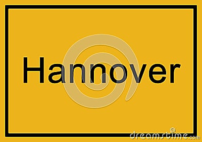 Typical german yellow city sign Hannover Stock Photo