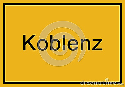 Typical german yellow city sign Koblenz Stock Photo