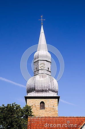 Typical Gothic Belfry Church Tower Stock Photo