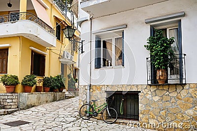 Typical Greek Houses, Nafpaktos, Greece Editorial Stock Photo