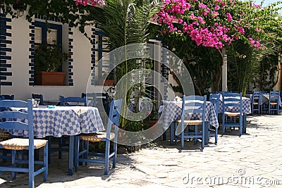 Typical greek taverna Stock Photo