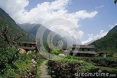 Chaura village from Kaski Pokhara Nepal Stock Photo