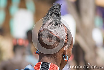 Typical hairstyle of men of the ethnic Hamer-Banna group, Ethiopia, Africa Editorial Stock Photo