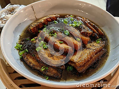 Typical Hakka dish called hong shao rou ??? Stock Photo