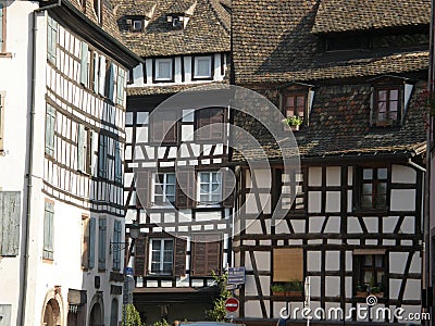Typical half timbered houses in Strasbourg Stock Photo