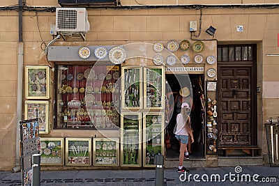 Typical handicraft shop in the medieval city of Toledo in Spain Editorial Stock Photo
