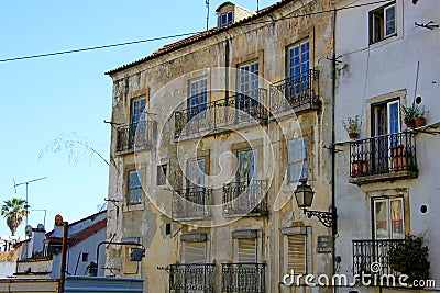 Typical historic houses in the streets of lisbon, portugal Stock Photo