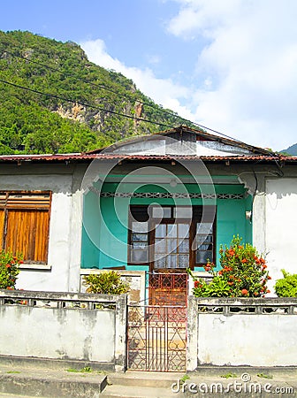 Typical house architecture Soufriere St. Lucia Stock Photo