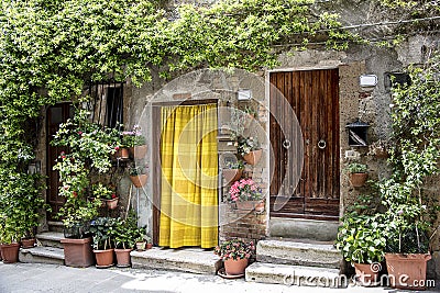 Typical house of Pitigliano, medieval village of Tuscany Stock Photo