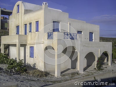 Typical house santorini, August Editorial Stock Photo