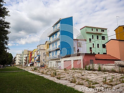 Typical houses in Sottomarina Italy. Editorial Stock Photo