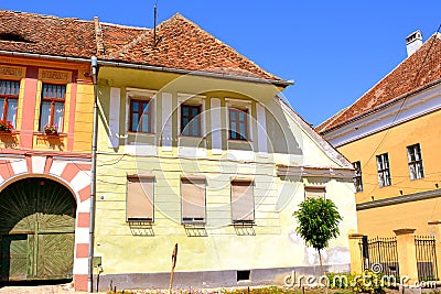 Typical houses in the village Biertan, Transylvania Editorial Stock Photo