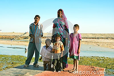 Typical indian family on riverside Editorial Stock Photo