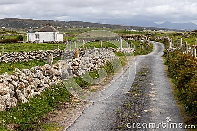 Typical Irish house in Omey Island Stock Photo