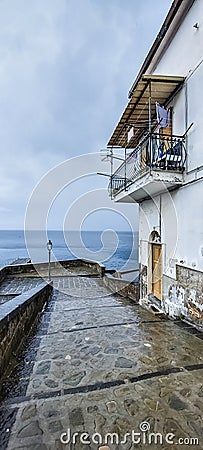Typical Italian house near the ocean in Sorrento in the south of Italy Stock Photo