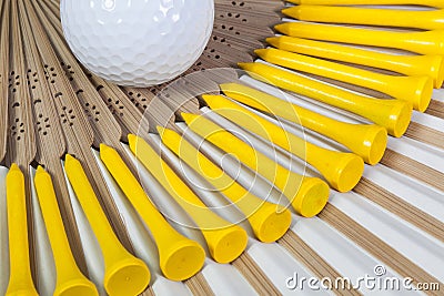 Typical Japanese hand fan made of bamboo and golf tees Stock Photo