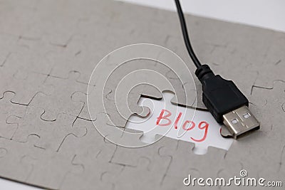 A typical jigsaw puzzle with blog Stock Photo