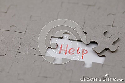 A typical jigsaw puzzle with help Stock Photo