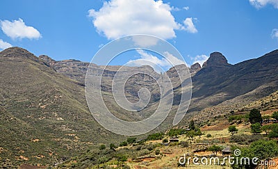 Typical Landscape in Lesotho Stock Photo
