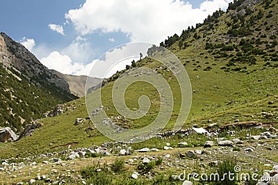 Typical landscape in Pamir-alay mountains Stock Photo