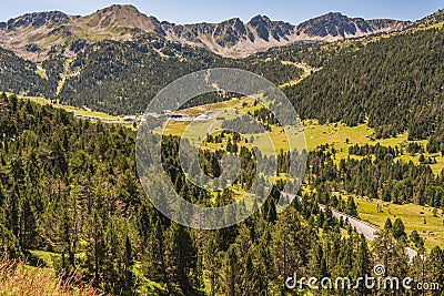 Typical landscape of the Pyrenees. Andorra Europe Editorial Stock Photo