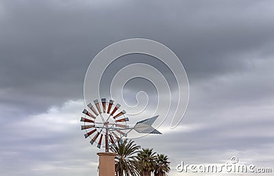 Typical Majorcan windmill, Mallorca island, Spain Stock Photo