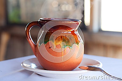 Typical Mexican coffee cup jar barro Stock Photo