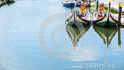 Typical Moliceiro boat of Aveiro. Portugal. Editorial Stock Photo