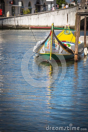 Typical Moliceiro,gondolas, in Vouga river. Aveiro, Portugal Stock Photo